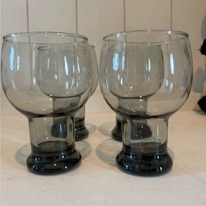 Libbey Smoked Glass Tumblers Barware Mid Century Modern MCM 5 1/2" 4 glasses
